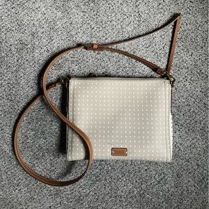 Fossil Emma Crossbody Grey White Hearts Handbag 10 x 8 Purse